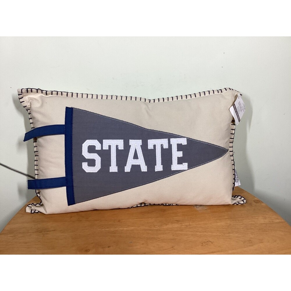 Ashland State Pennant Pillow Ivory & Gray Accent Lumbar Heritage Home